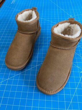 Chestnut Ultra Mini Suede Ankle Boots - Women’s Size 8 / 39